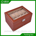 Unique perforated wooden watch display box with drawer glass top